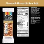 KIND ZERO Added Sugar Bars, Caramel Almond & Sea Salt, Keto Friendly Snacks, Gluten Free, 5g Protein, 5 Count (Pack of 2)
