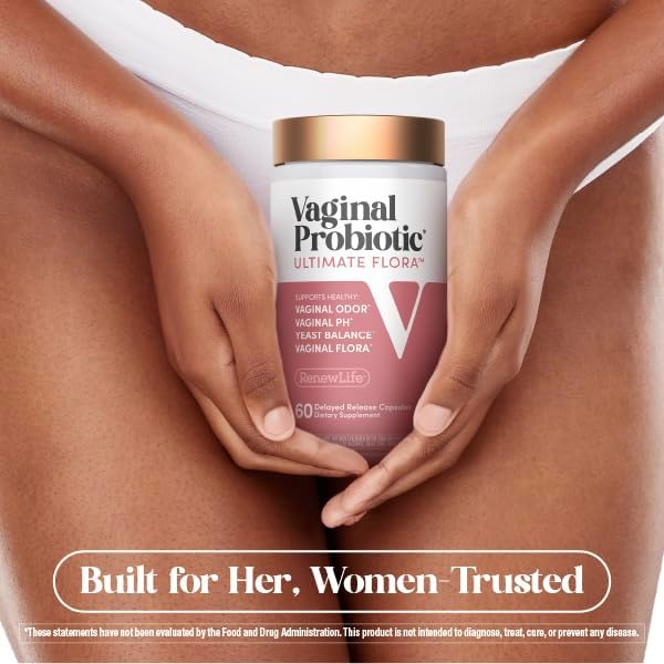 Renew Life Ultimate Flora Vaginal Probiotics for Women | 6 Billion CFU | 60 Delayed Release Vegan Capsules | Vaginal Health and pH Balance | Dairy, Soy and Gluten Free Supplement