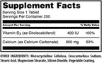 Amazing Formulas Calcium with Vitamin D3 Supplement | Tablets | Non-GMO | Gluten-Free | Made in USA (1 Pack | 250 Count)