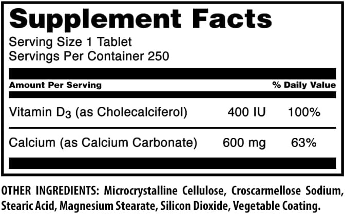 Amazing Formulas Calcium with Vitamin D3 Supplement | Tablets | Non-GMO | Gluten-Free | Made in USA (1 Pack | 250 Count)