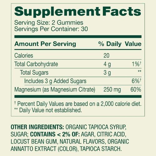 Spring Valley Extra Strength Magnesium Gummies for Bone and Muscle Health, 250mg, 60ct + Sticker.