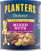 PLANTERS Deluxe Lightly Salted Mixed Nuts, Party Snacks, Plant-Based Protein 15.25oz (1 Canister) (Pack of 2)