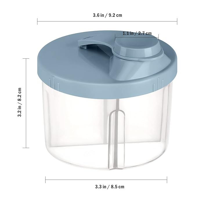 Accmor Baby Formula Dispenser On The Go, Non-Spill Rotating Four-Compartment Formula Container to Go, Milk Powder Kids Snack Container for Infant Toddler Travel Outdoor, Blue