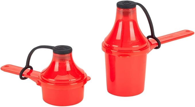 The Scoopie Supplement Container, Portable to-Go Scoop, and Funnel System for Pre Workout Powder, Spill Proof Dispenser, Gym Shaker Bottle Travel Accessory, 2 Pack RED (15cc 15mL - 29.6cc 29.6mL)