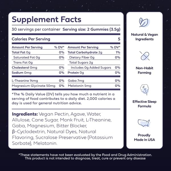 SweetDreams Dream Gummies Natural Sleep Aid for Adults, 5mg Melatonin, Magnesium, & L-Theanine - Vegan Gummy Supplement - Melatonin Gummies for Deeper Sleep (60 Count - Lullaby Berry)