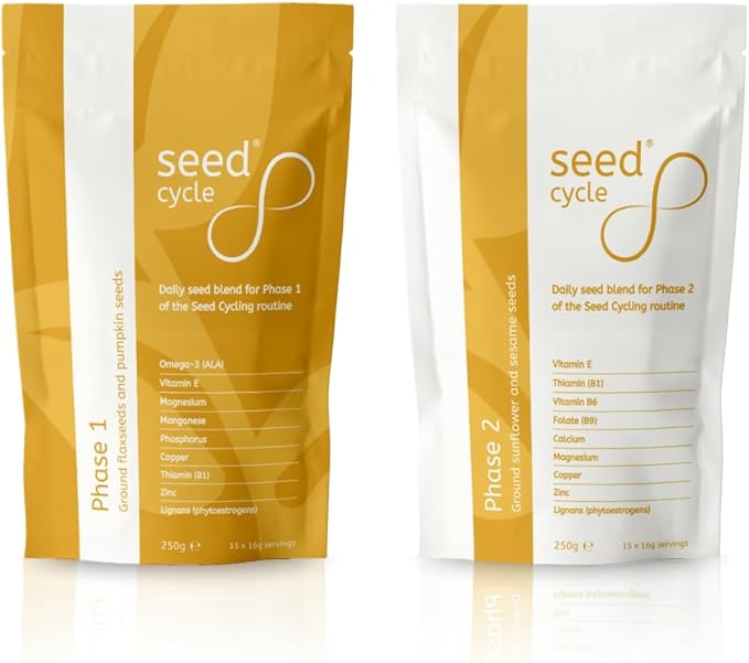 Seed Cycle® Pre-Ground Seed Cycling Kit for Hormone Balance Support | Phase 1 Pumpkin & Flax | Phase 2 Sunflower & Sesame | Lab Tested | One-Month Supply