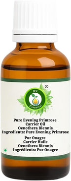 R V Essential Pure Evening Primrose Oil | Oenothera Biennis | 100% Natural Cold Pressed | for Face, Skin Care, Hair Care, Scalp Massage, Body Massage | 10ml | 0.338oz