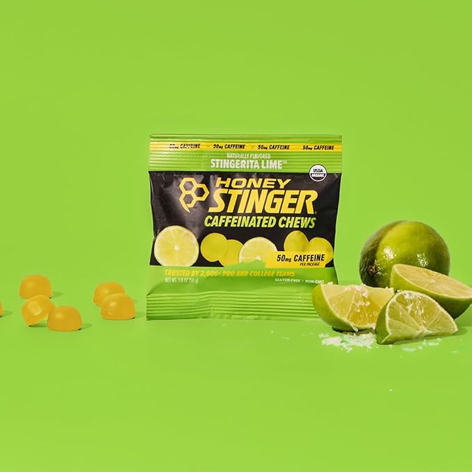 Honey Stinger Stingerita Lime Caffeinated Energy Chew Gluten Free with Caffeine for Exercise, Running and Performance Sports Nutrition for Home & Gym, Pre and Mid Workout 12 Pack, 23.2 Ounce