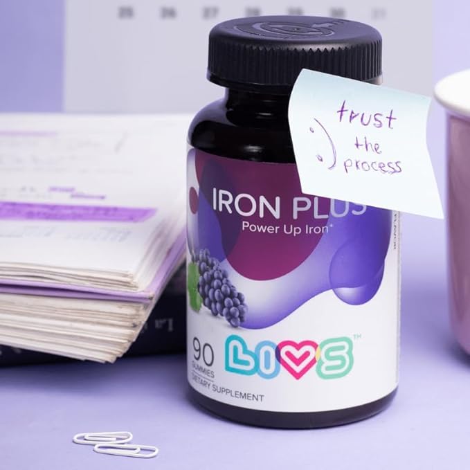LIVS Iron Gummies for Kids with Vitamin C | Chewable Supplement As Gummy for Children with Vitamin B12, B3, B5, B6, Folate & Zinc | Energy Support, Non GMO & Gluten Free | 20mg Iron/Dose - 120 Count