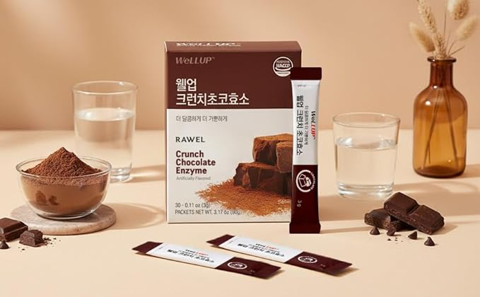 RAWEL Fermentation Digestive Enzymes Cruch Choco 3g 30sticks, Chocolate/Isolated Soy Protein