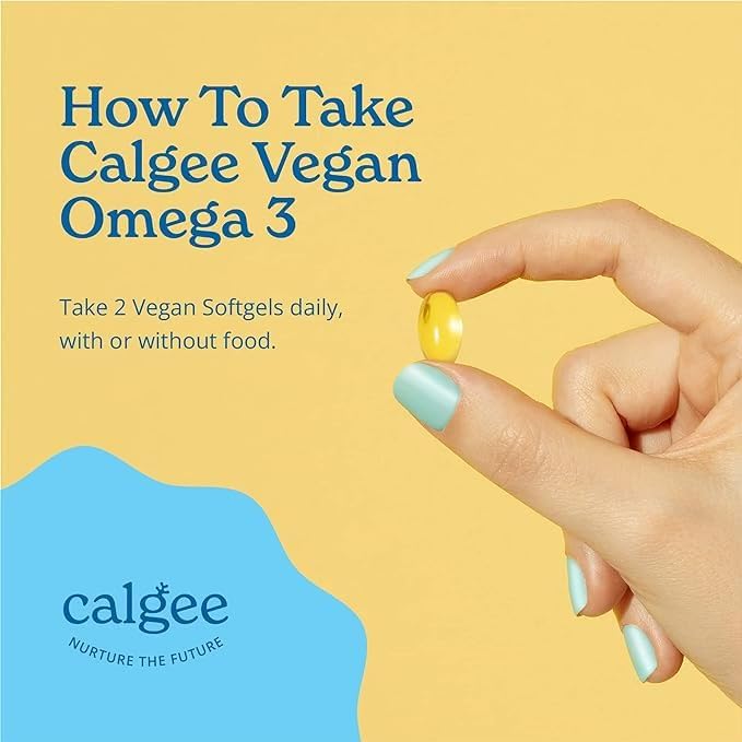 Calgee Vegan Omega 3 Supplement, 450mg DHA & EPA Fatty Acids from Algae Oil, Plant-Based Fish Oil Alternative, Carrageenan-Free Softgels, Non-GMO, 60 Count