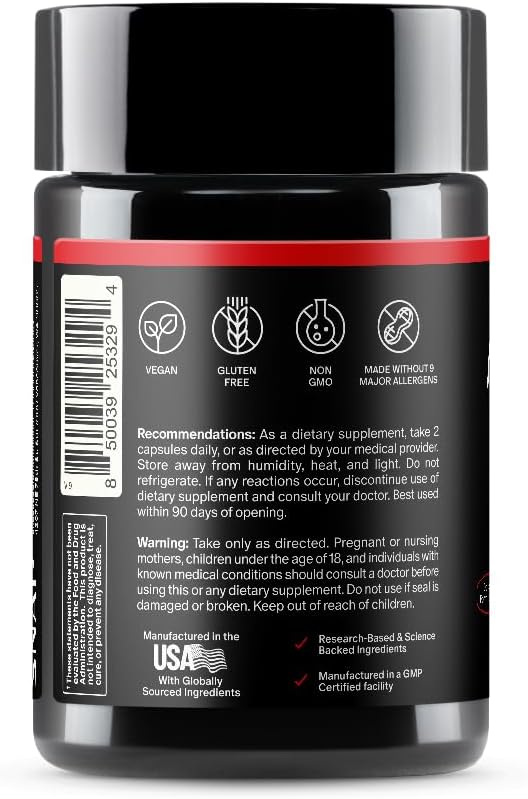 Snap Supplements Nitric Oxide Supplement with L-Arginine to Support Energy, Quick Recovery, Heart Health, Muscle Growth & Circulation, 60 Vegetarian Capsules (1 Month Supply)