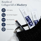 Korean Collagen Jelly Sticks - 25 Blueberry Flavored Marine Collagen Peptide Snacks for Anti-Aging- Collagen Protein Sugar-Free, Travel Packs for Hair & Nail Strength