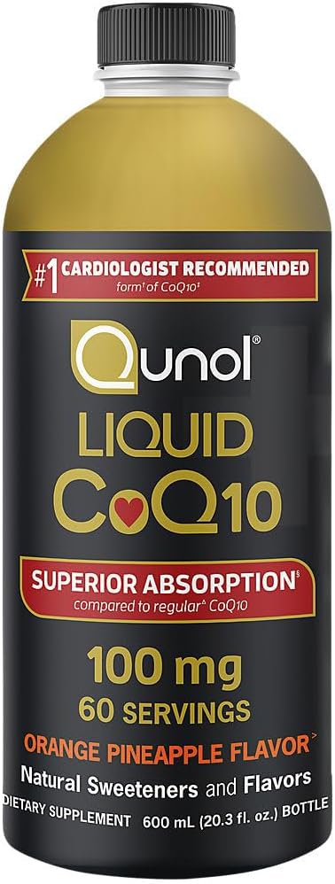 Qunol Liquid CoQ10 100mg, Superior Absorption Natural Supplement Form of Coenzyme Q10, Antioxidant for Heart Health, Orange Pineapple Flavored, 60 Servings, 20.3 oz Bottle