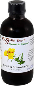 Essential Depot Evening Primrose Oil - 4 oz - GC/MS Tested - Supplied in 4 oz. Amber Glass Bottle with Black Phenolic Cone Lined and Safety Sealed Cap