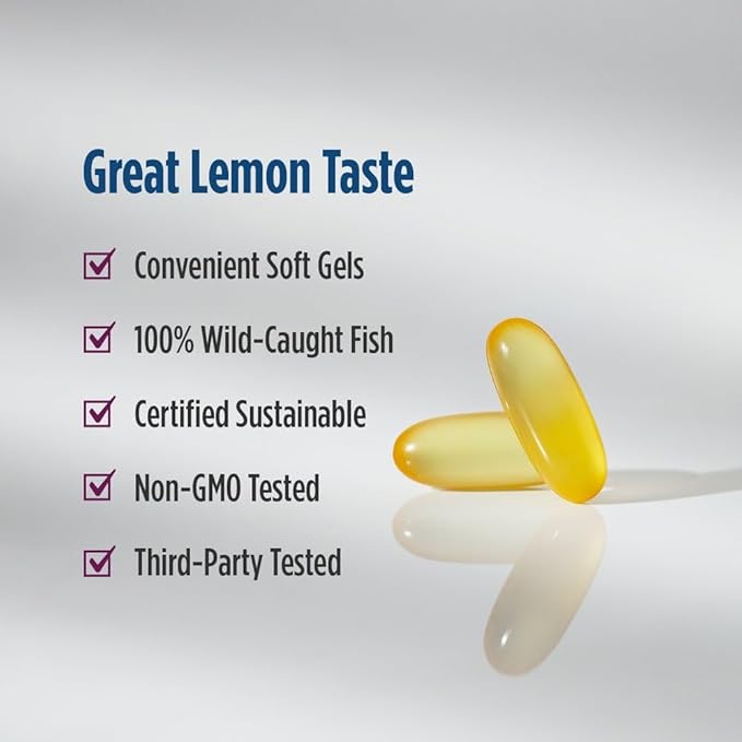 Nordic Naturals Complete Omega-D3, Lemon Flavor - 60 Soft Gels - 565 mg Omega-3 + 70 mg GLA + 1000 IU Vitamin D3 - EPA & DHA - Healthy Skin, Cognition, & Positive Mood - Non-GMO - 30 Servings