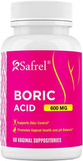 Safrel Boric Acid Vaginal Suppositories - 100% Pure Made in USA - Intimate Health Support, Vaginal Health and pH, Odor Control (60 Count)
