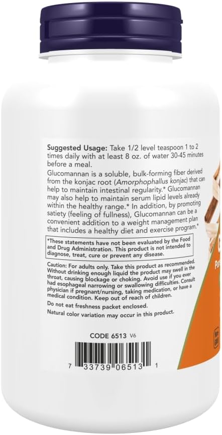 NOW Foods Supplements,Glucomannan (Amorphophallus konjac) Pure Powder,Supports Regularity*,Healthy Weight Management*,8 Ounce,(Pack of 2)