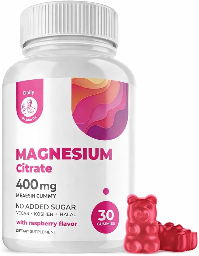 DR. MORITZ Magnesium Citrate Gummies Sugar-Free - Calm Magnesium Gummies Supplement for Children, Sugar -Supports Cardiovascular Health -Free Chews for Kids & Adults (30 Count)