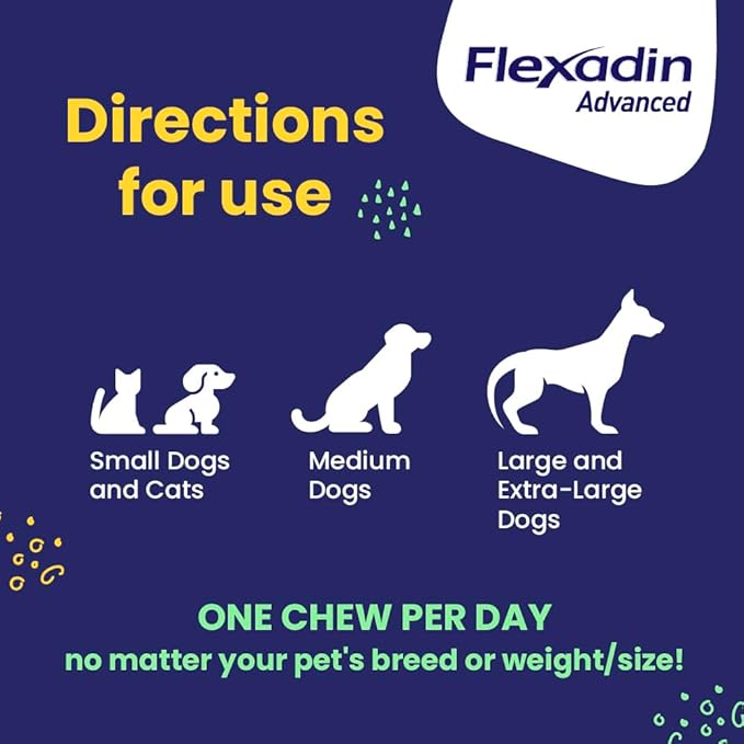 Vetoquinol Flexadin Advanced Hip and Joint Supplement with Undenatured Collagen for Dogs, One Chew a Day Hip and Joint Support Chew for Dogs and Cats, Clinically Proven Vet-Approved Formula, 60 Chews