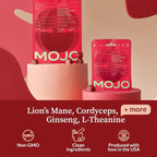 Mojo Focus Gummies w/Lion’s Mane, Panax Ginseng, Ginger Root, Cordyceps, Brain Supplement Memory/Focus Support Adults Nootropic Mushroom Gummies, Pomegranate Hibiscus, Regular Strength (2 Pack)
