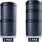 BlenderBottle ProStak Twist n' Lock Storage Jars Expansion 2-Pak with Pill Tray, All Black