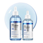 WELLAGE Real Hyaluronic Blue Ampoule 100, Korean Hydrating Serum for Face, Skin Firming Hyaluronic Acid Serum with Panthenol for Sensitive Skin, (3.38Fl.oz + 2.53Fl.oz)