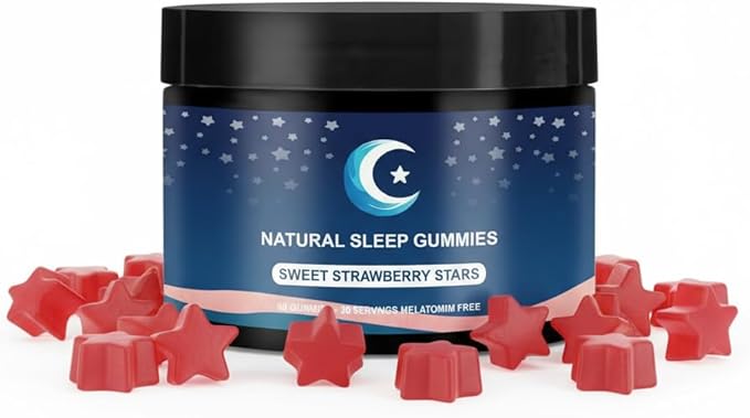 ZAYMAN Melatonin Free Sleep Gummies, Natural Sleep Aid Gummies with L-Theanine, Magnesium Glycinate, Valerian Root, Passionflower - Sugar Free, Strawberry Flavor, Vegan, 60 Count