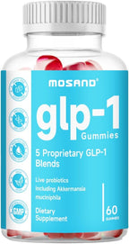 GLP-1 Probiotic Gummies, GLP-1 Supplement with Akkermansia Probiotic, Berberine, No Sugar Added for Gut & Digestion Health,Strawberry Flavor-60 Gummies