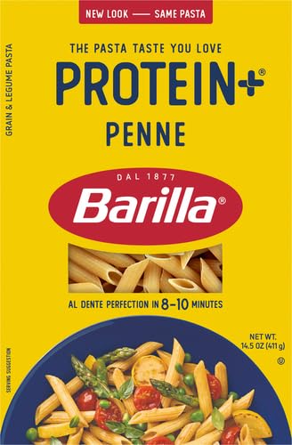 Barilla Protein+ (Plus) Penne Pasta,14.5 Ounce - plant based - Made from Lentils,Chickpeas & Peas - Non-GMO,Kosher Certified,(Pack of 4)