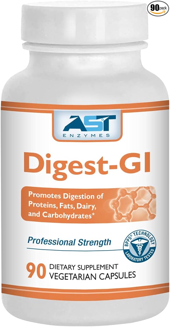 AST Enzymes Digest-GI Digestive Enzyme - Digestion and Bloating Relief for Women and Men - 90 Vegetarian Capsules