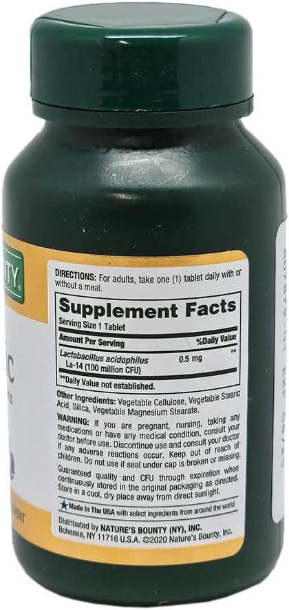 Nature's Bounty Probiotic Acidophilus Tablets, 120 tablets