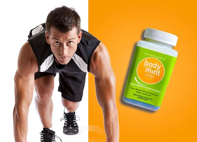 Body Mint Sport, Extra Strength Chlorophyll Deodorizing Supplement for Full Body Freshness, Aluminum-Free Plant-Based Internal Deodorant, Designed for Active and Athletic Lifestyles, 50 tabs