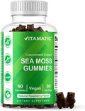 Vitamatic Irish Sea Moss Gummies with Bladderwrack & Burdock Root – Botanical Extract Supplement – Vegan, Non-GMO – 60 Count