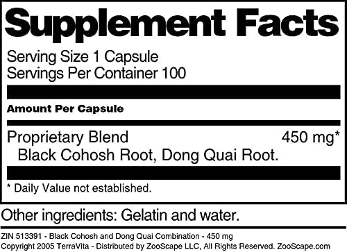 Black Cohosh and Dong Quai Combination - 450 mg (100 Capsules, ZIN: 513391) - 3 Pack