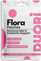 DUORI Flora Patch - Vaginal Postbiotics Support for Women - Promote Healthy Vaginal Odor & Flora - PH Balance with Cranberry Extract - Vitamin C - Zinc - Vegan Daily Vaginal Health Patch - 30 Patches