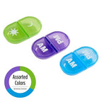 Ezy Dose Daily AM/PM Pocket Pharmacy Travel Pill Case, Medicine Planner, Vitamin Organizer, Snap-Shut Lids, Color May Vary, BPA Free