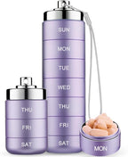 Mossime Metal Travel Pill Organizer, Portable 7 Day Vitamin Organizer Stackable, Waterproof 1 Times A Day Pill Box, Large Pill Container, Daily Medicine Organizer for Vitamin, Fish Oil, Supplement