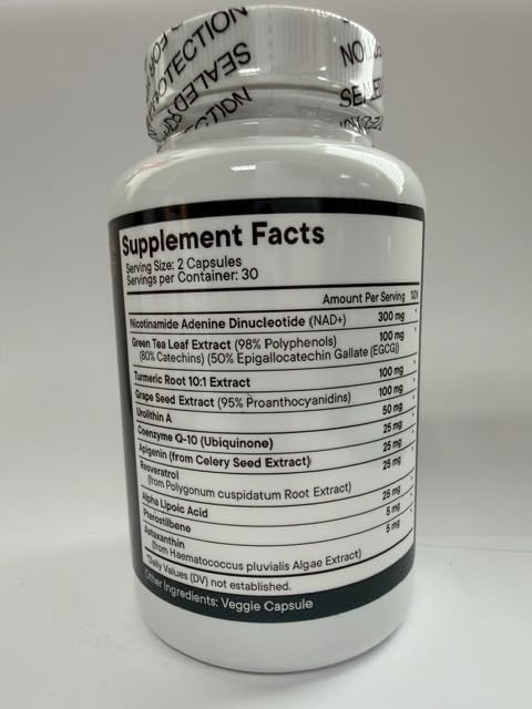 NEW AGE NAD+ Supplement - Astaxanthin, Urolithin A, Resveratrol, CoQ10 & Antioxidant Blend – Cellular Energy, Mitochondrial Support – Vegan, Non-GMO- 120 Count