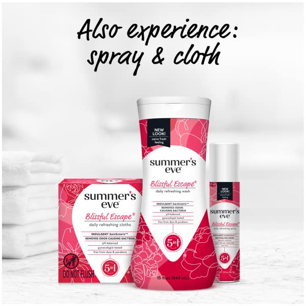 Summer's Eve Blissful Escape Daily Refreshing Feminine Wash, Removes Odor, pH balanced, 15 fl oz. (Pack of 6)