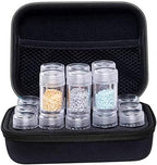 Travel Pill Organizer with 15 Divided Tiny Bottles & Writable Label, Cute Zippered Pill Box for Medicine & Vitamin Holder