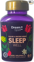 Dream Spell 3D Natural-Based Sleep Aid - Soothes an Alert Mind, No Next-Day Grogginess- Drug-Free Innovative Formula with 3Mg Melatonin, GABA, Hops - Restful Nights, Refreshed Mornings - 60 Capsules
