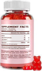 Magnesium Threonate Gummies,Magnesium Supplement,Strawberry Flavor,60Gummies,250mg Magnesium per Gummy,Muscle & Nerve Health,Stress Relief