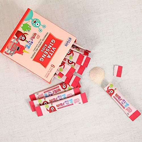 Vita Ginseng Kids, Vitamin D, Zinc, 7 Berries, Banana, 20 Vegetables, Milk Powder for Immune Support, Focus and Memory Boost, 30 Packets (1Set)