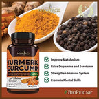 NEW AGE Turmeric Curcumin with Bioperine Capsules - Natural Joint & Healthy Support with 95% Standardized Curcuminoids for Potency & Absorption - Non-GMO, Gluten Free (90 Count (Pack of 1))