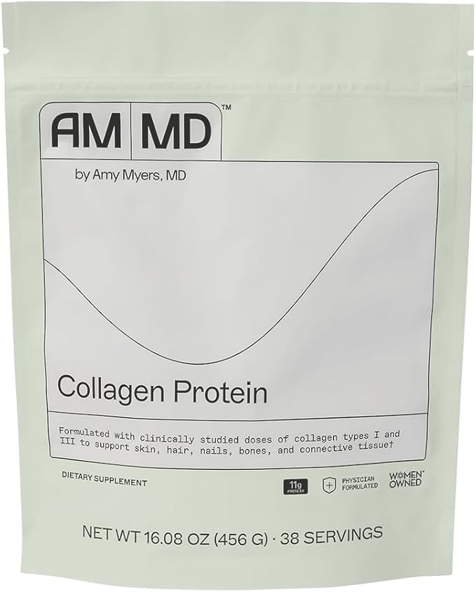 Amy Myers MD Collagen Protein - Hydrolyzed Beef Collagen for Healthy Hair & Nails - Protein Supplement to Support Joint & Bone Health - Non-GMO & Paleo Gut Support - 456 g, Unflavored (38 Servings)