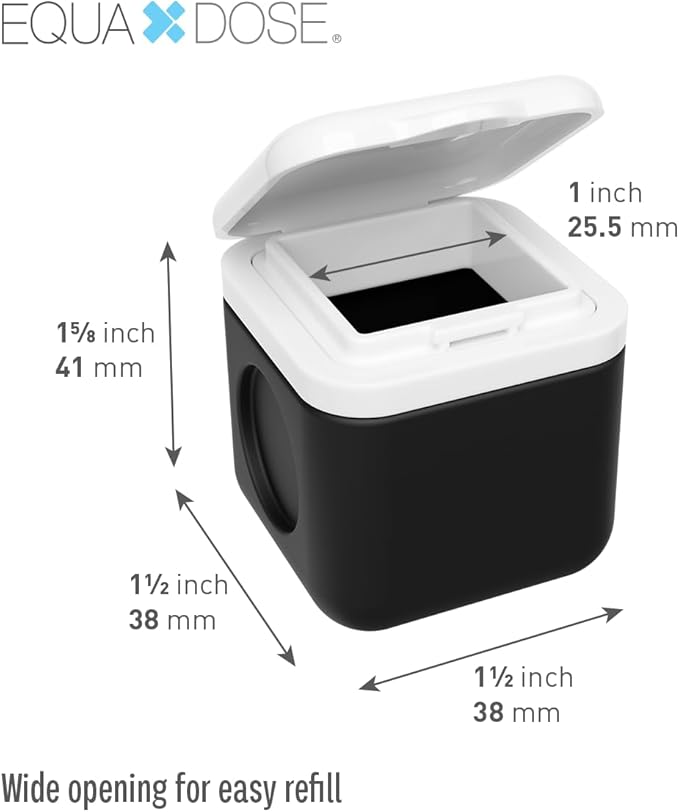 Equadose Magnetic Silicone Storage Container, Modular Supplement & Travel Organizer, Reusable Soft Silicone Vitamin Jar, Fridge-Mountable, Deep Capacity, Secure Flip Lids, Black, BPA-Free
