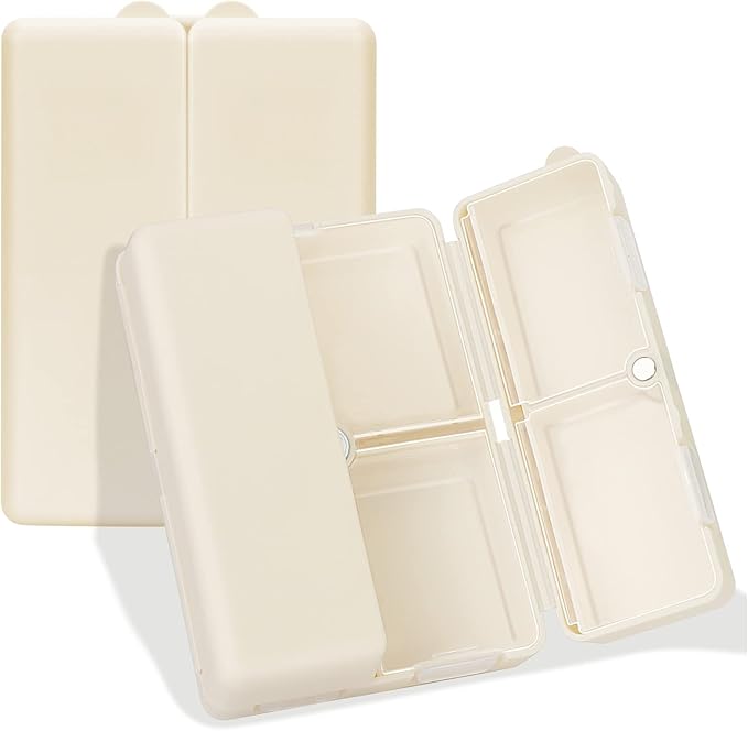 FYY Daily Pill Organizer,7 Compartments Portable Case [Folding Design] Travel Pill Box for Purse Pocket to Hold Vitamins,Cod Liver Oil,Supplements and Medication-White