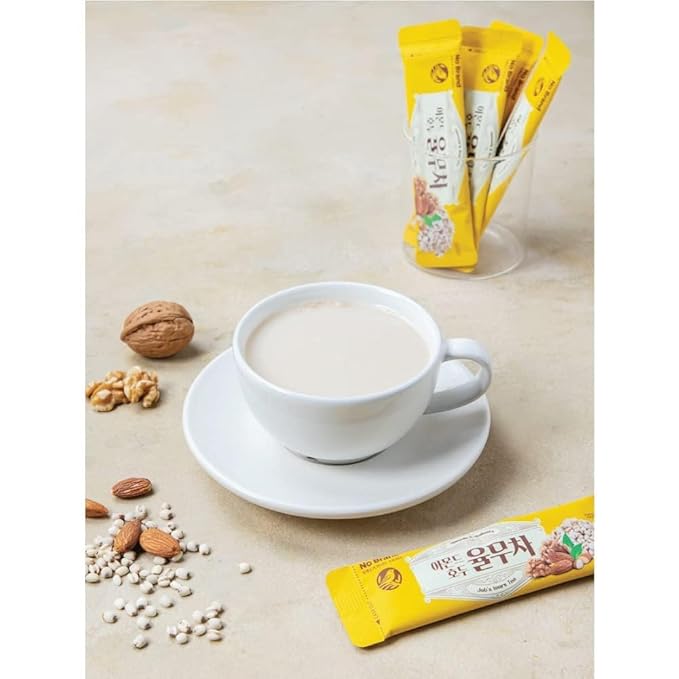 LENITH Korean Almond Walnut Job’s tear Tea Yulmu Cha Powder Meal Replacement Shake Breakfast Simple Meal 30T 율무차/Total 540g
