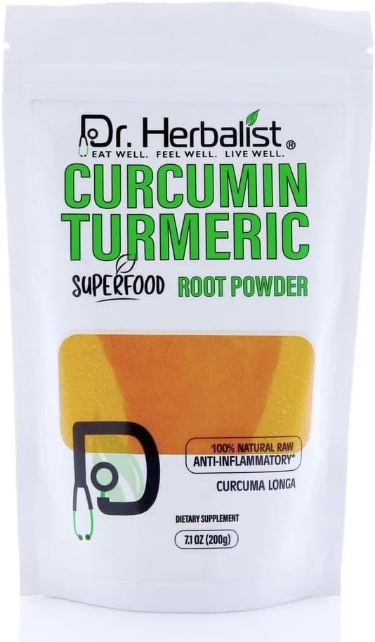 Dr. HERBALIST Turmeric Powder 200g - Premium Quality Spice for Cooking, Golden Milk, and Wellness Recipes | Vegan-Friendly, Gluten-Free, and Non-GMO